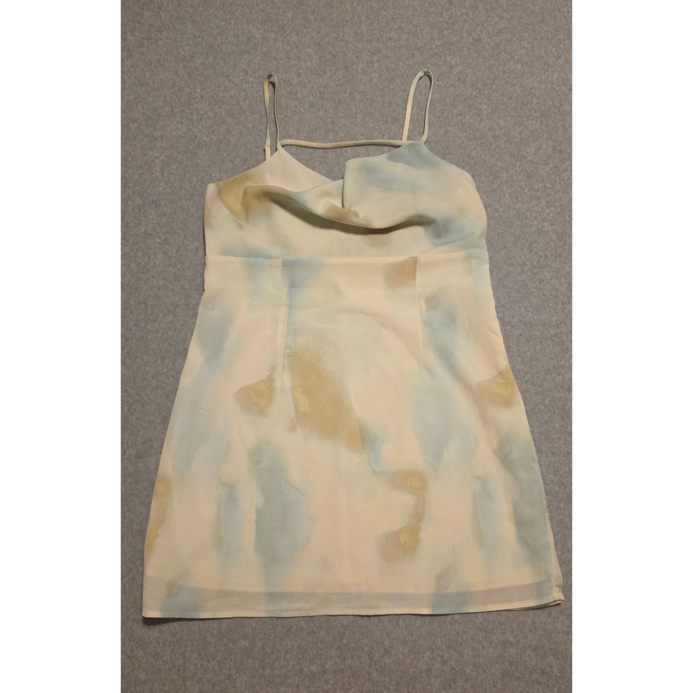 Forever 21 Cream Multi Abstract Mini Dress Strappy Cowl Neck Womens L